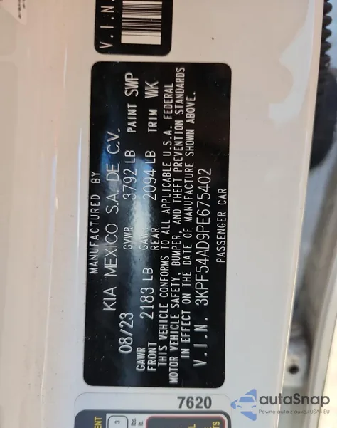 2023 Kia Forte Gt Line from USA, damaged, VIN 3KPF54AD9PE675402